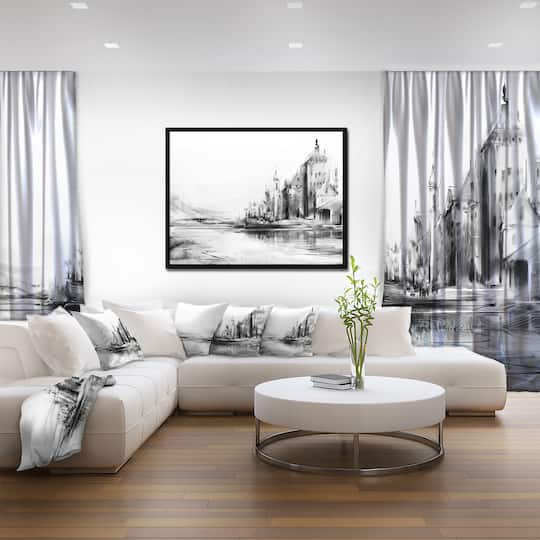 Designart - Zurich in Afternoon Sunlight - Cityscape Canvas Art Print in Black Frame